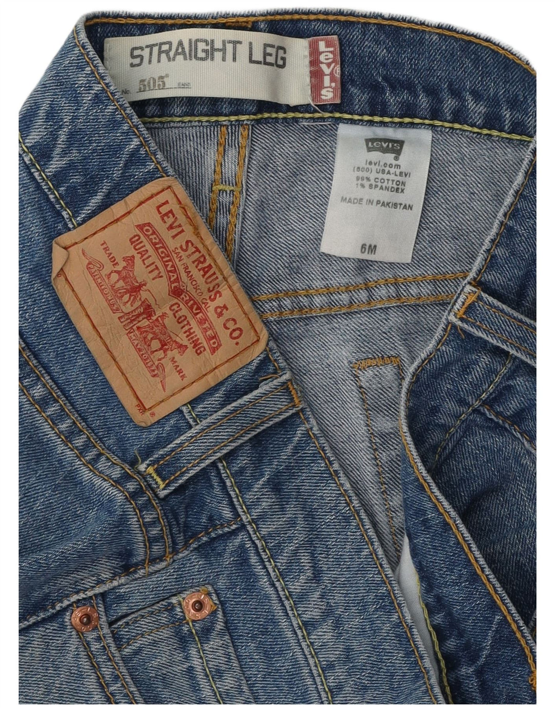 LEVI'S Damen 505 Straight Jeans US 6 Medium W30 L31 Blaue Baumwolle