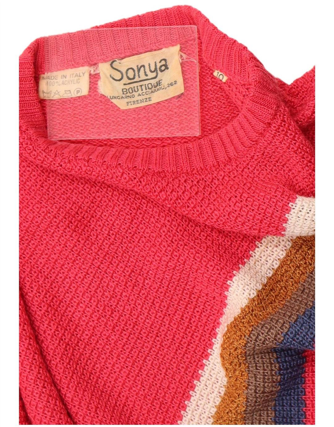 Sonya Damen-Pullover, übergroß, Rundhalsausschnitt, Gr. 10, klein, rosa gestreift