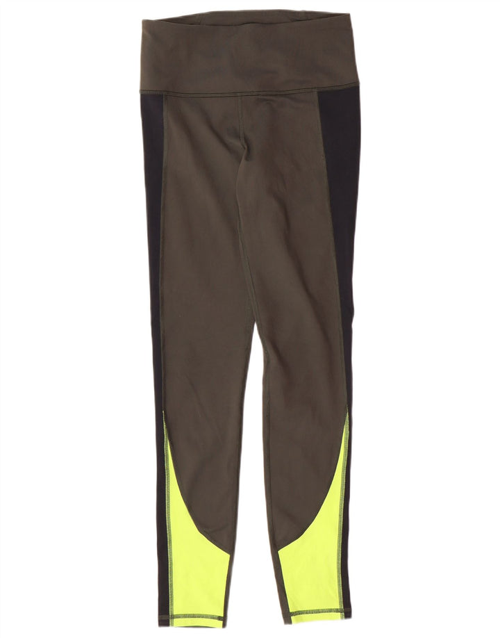 UNDER ARMOUR Damen Leggings UK 10 Small Khaki Colourblock Polyester
