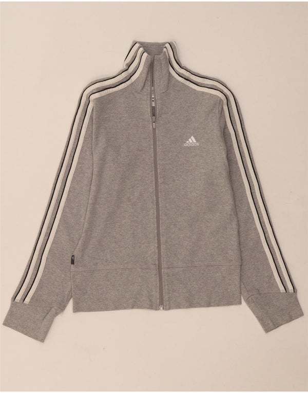 Adidas Damen Trainingsanzug Top Jacke UK 10 Small Grau Baumwolle