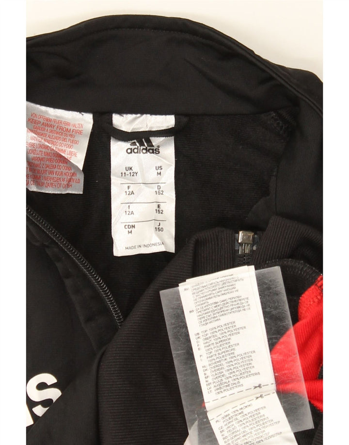 Adidas Jungen Grafik-Trainingsanzug-Top-Jacke, 11–12 Jahre, schwarzes Farbblockdesign