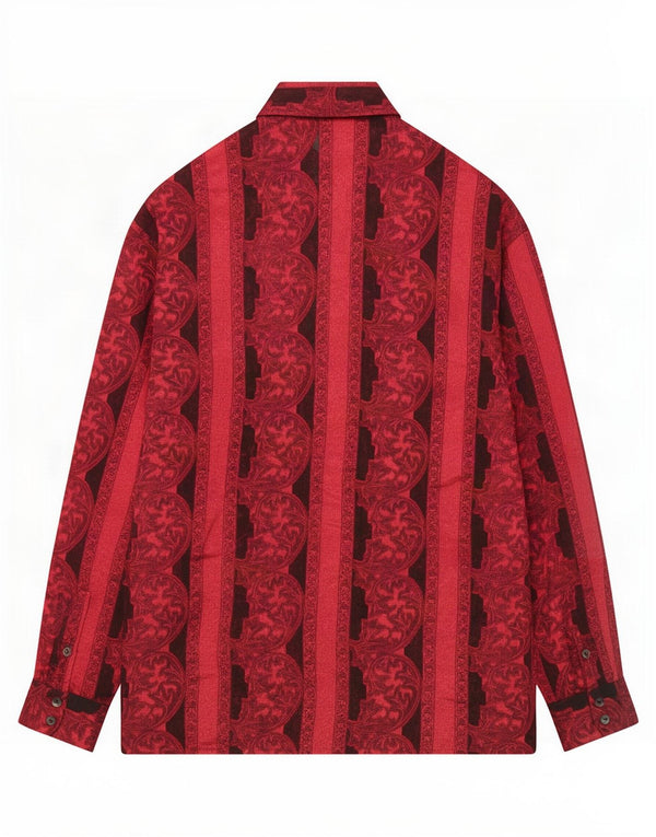 Chevalier Mens Shirt Medium Red Striped Polyester