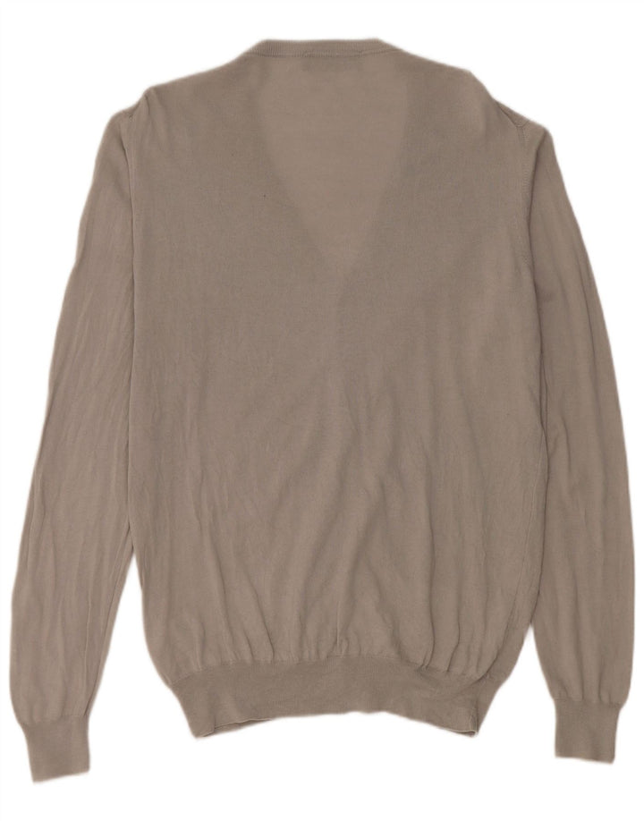 Fred Perry Herren-Cardigan-Pullover, große graue Baumwolle