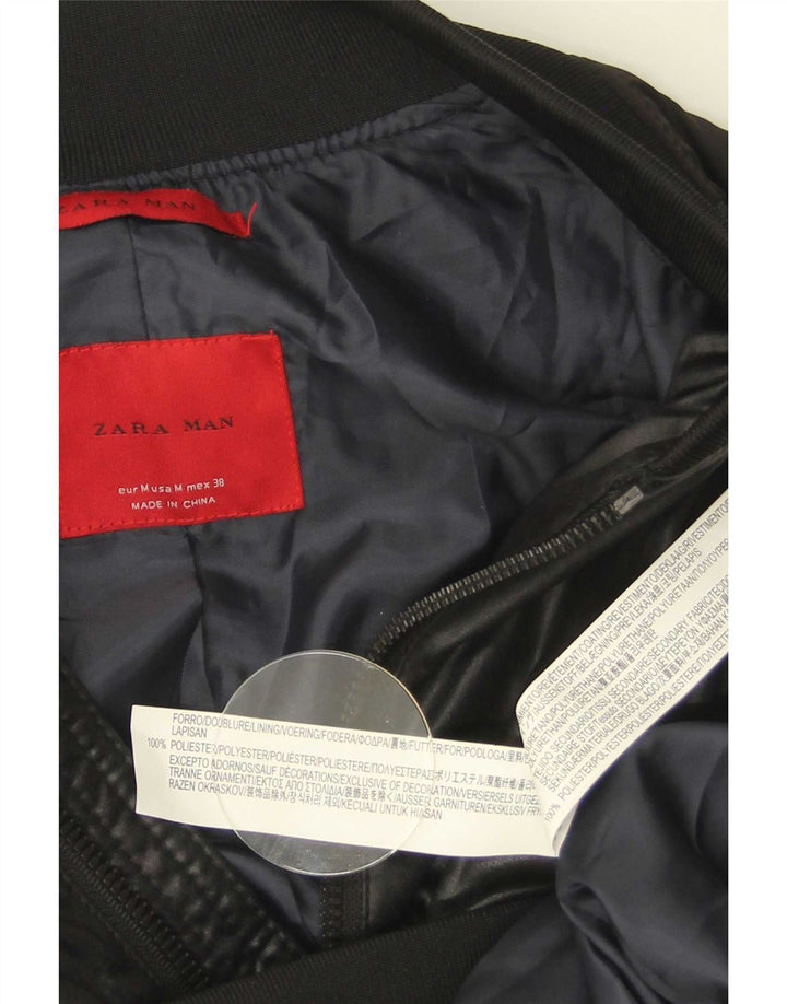 Zara Herren Bomberjacke UK 38 Medium Schwarz Polyester