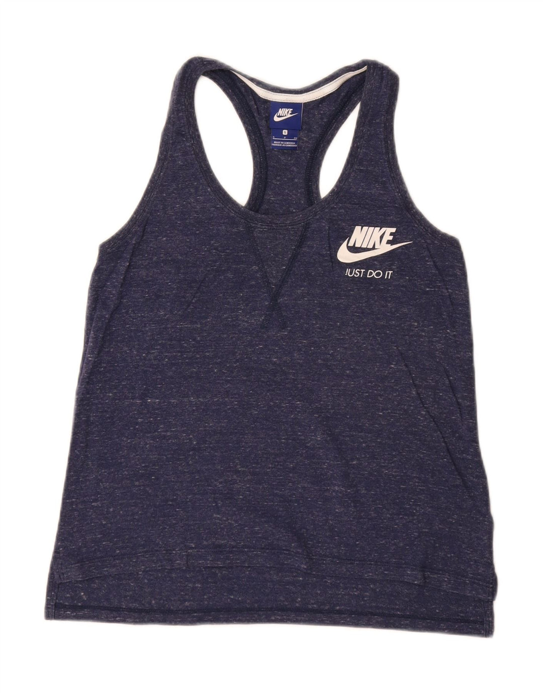 Nike Damen Weste Top UK 10 Small Marineblau gefleckte Baumwolle