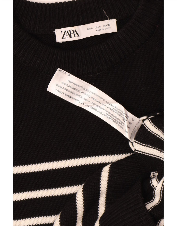Zara Damen Pulloverkleid UK 10 Small Schwarz gestreift Polyester
