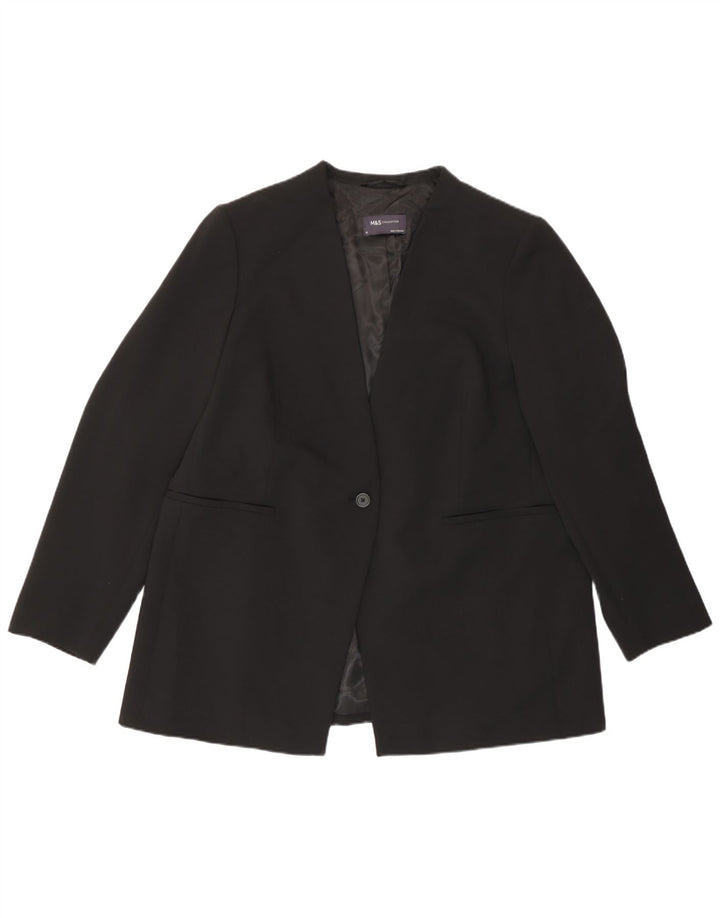 Marks & Spencer Damen-Blazer mit 1 Knopf, UK 18, XL, Schwarz, Polyester
