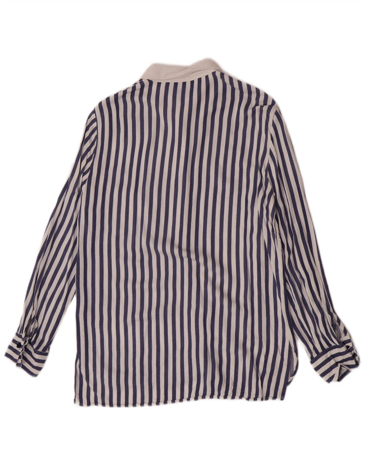 Zara Damen Hemdbluse UK 12 Mittelblau gestreifte Viskose