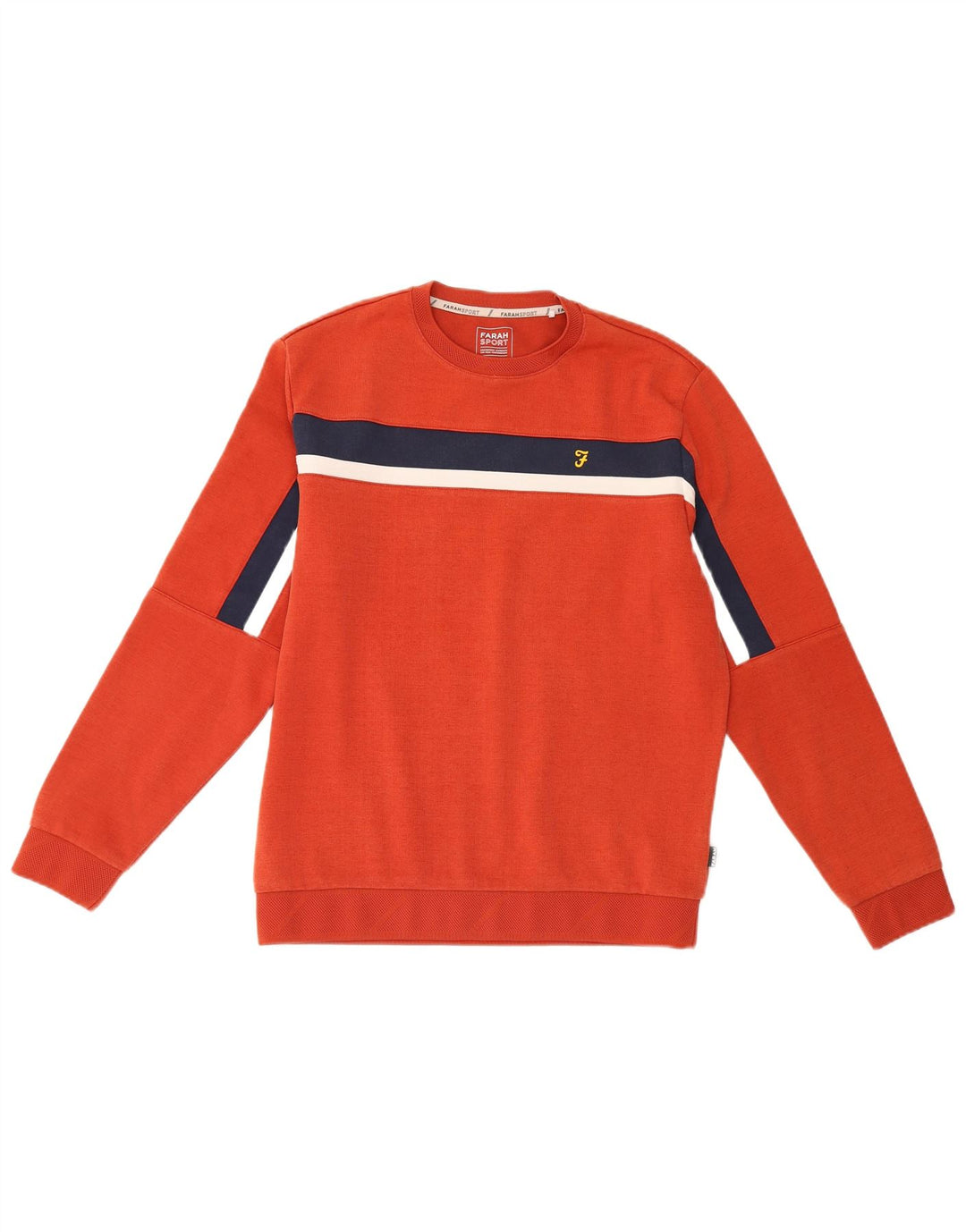 Farah Herren-Sweatshirt-Pullover aus mittelorangefarbener Colourblock-Baumwolle