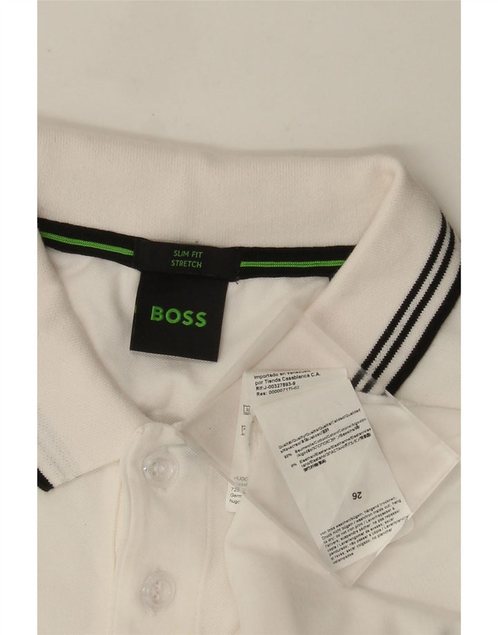 Hugo Boss Slim-Fit-Poloshirt für Herren aus mittelweißer Baumwolle