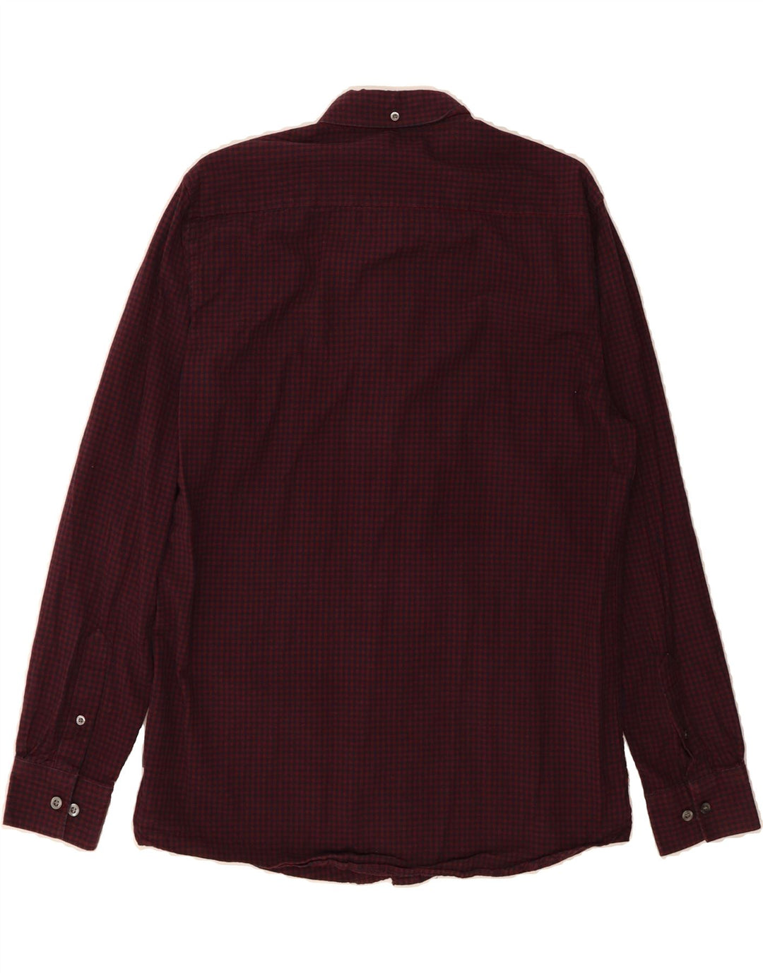 FRENCH CONNECTION Mens Flannel Shirt Large Burgundy Gingham Cotton Vintage French Connection and Second-Hand French Connection from Messina Hembry 