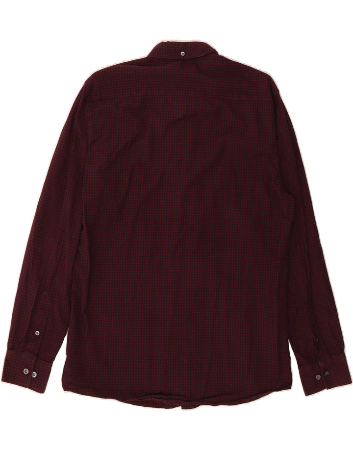 FRENCH CONNECTION Mens Flannel Shirt Large Burgundy Gingham Cotton Vintage French Connection and Second-Hand French Connection from Messina Hembry 