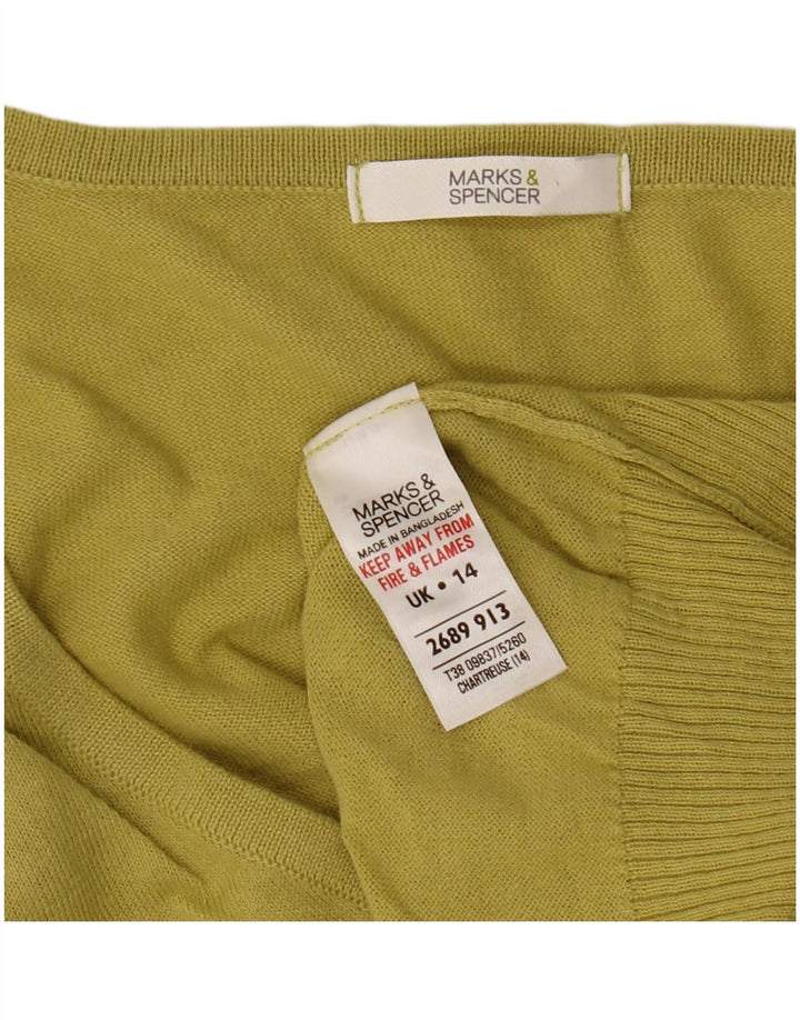 Marks & Spencer Damen-Strickjacke mit kurzen Ärmeln, Gr. 14, Mittelgelb