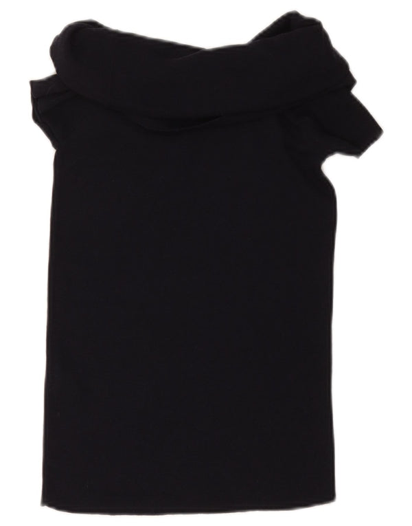 ZARA Damen Crop Bluse Top UK 12 Medium Schwarz Viskose