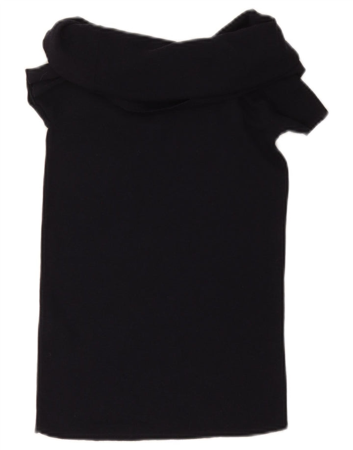 ZARA Damen Crop Bluse Top UK 12 Medium Schwarz Viskose