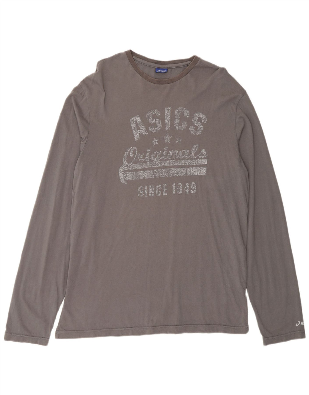 ASICS Mens Originals Graphic Top Long Sleeve Medium Grey Cotton