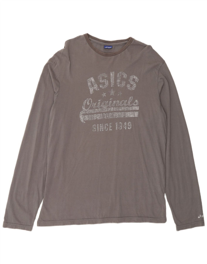 ASICS Mens Originals Graphic Top Long Sleeve Medium Grey Cotton