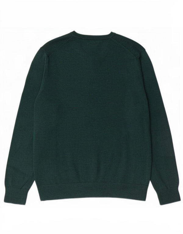 Marks & Spencer Herren-Pullover mit V-Ausschnitt, XL, grüne Baumwolle