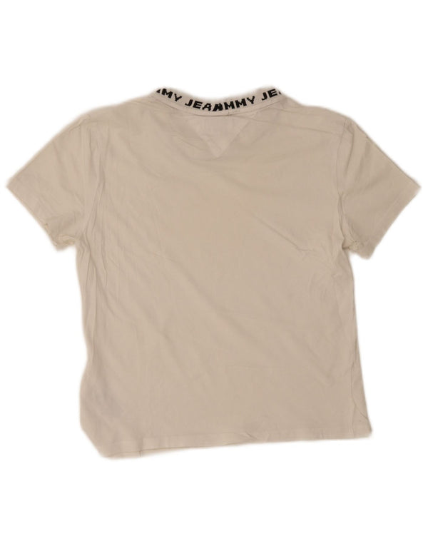 Tommy Hilfiger Damen Crop Graphic T-Shirt Top UK 12 Mittelweiße Baumwolle