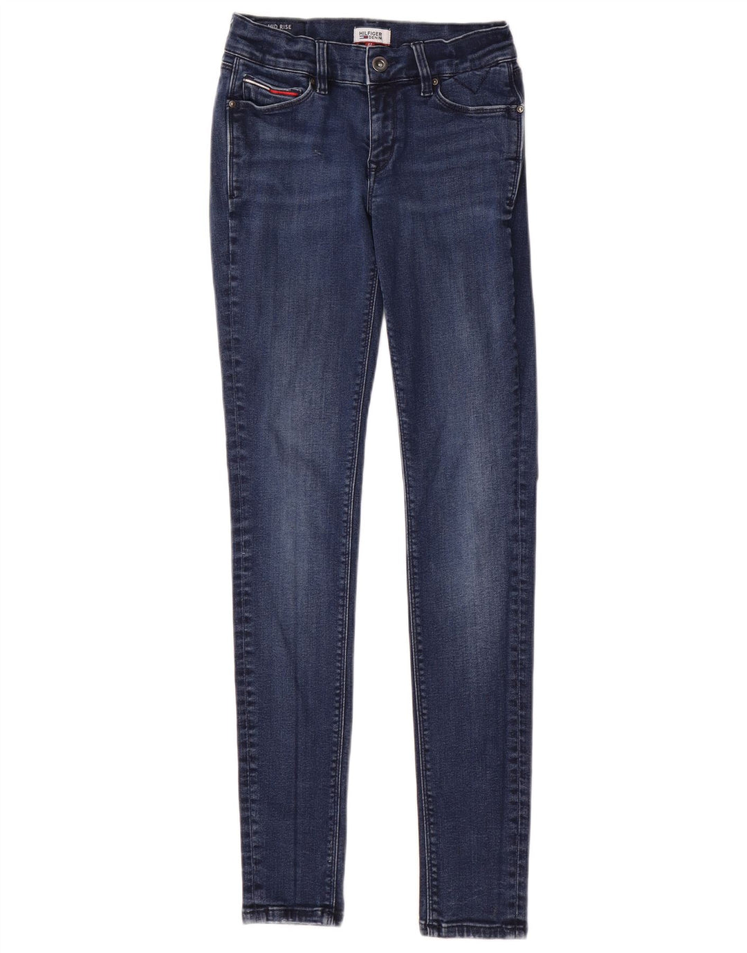 TOMMY HILFIGER Damen Mid Rise Skinny Jeans W27 L30 Blaue Baumwolle