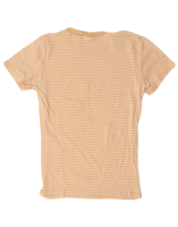Levi's Damen T-Shirt Top UK 8 Small Beige Nadelstreifen Baumwolle