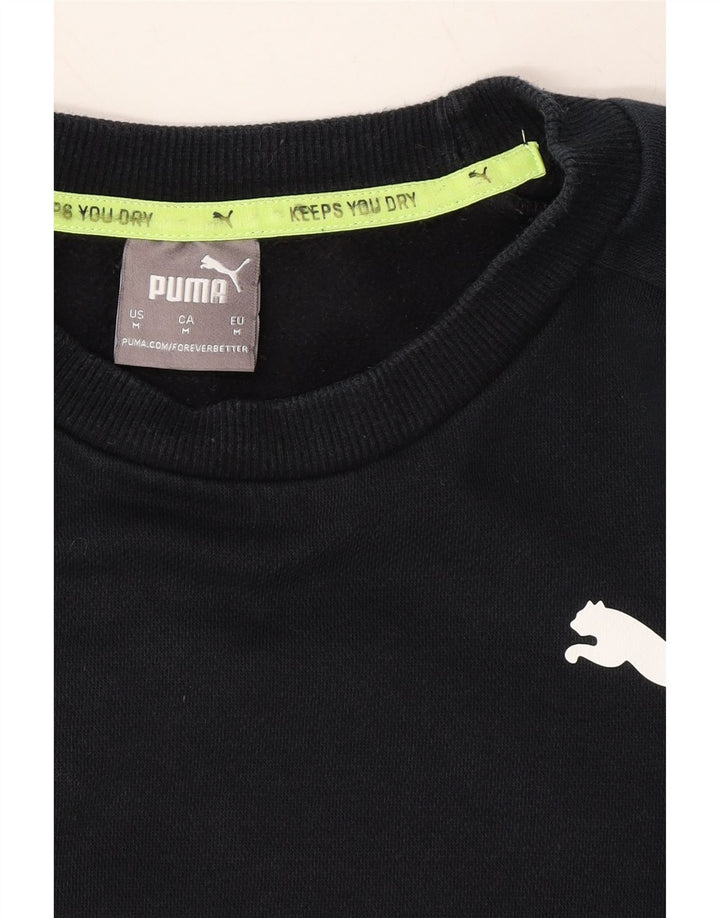 PUMA Mens Graphic Sweatshirt Jumper Medium Black Colourblock Cotton Vintage Puma and Second-Hand Puma from Messina Hembry 