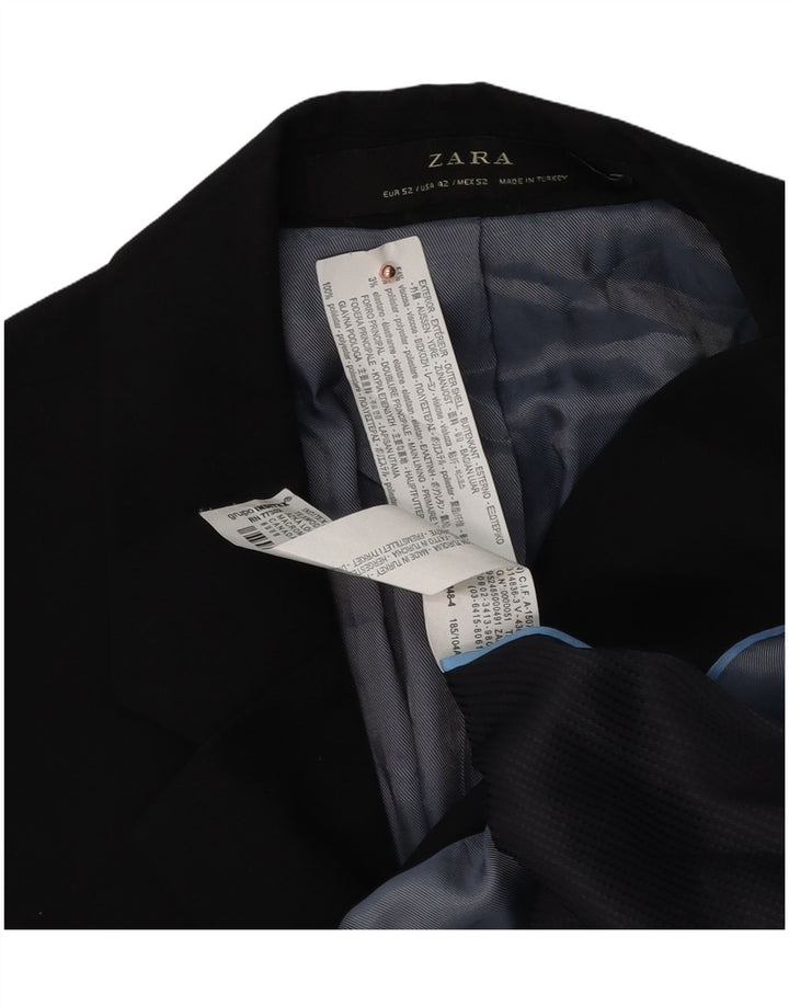 Zara Herren-Blazer mit 2 Knöpfen, EU 52, groß, schwarze Viskose