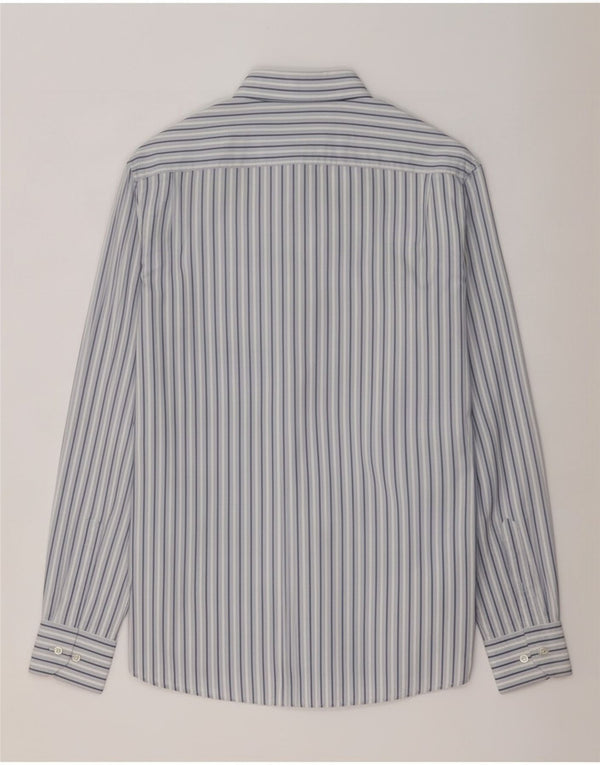 Massimo Dutti Mens Shirt Size 44 Large Blue Striped Cotton