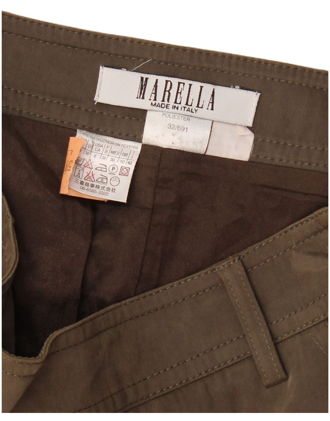 MARELLA Damen Cargorock UK 10 Small W30 Braunes Polyester