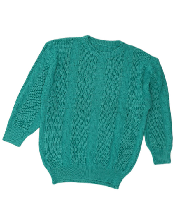 Vintage Damen Rundhalspullover Pullover UK 16 Groß Türkis