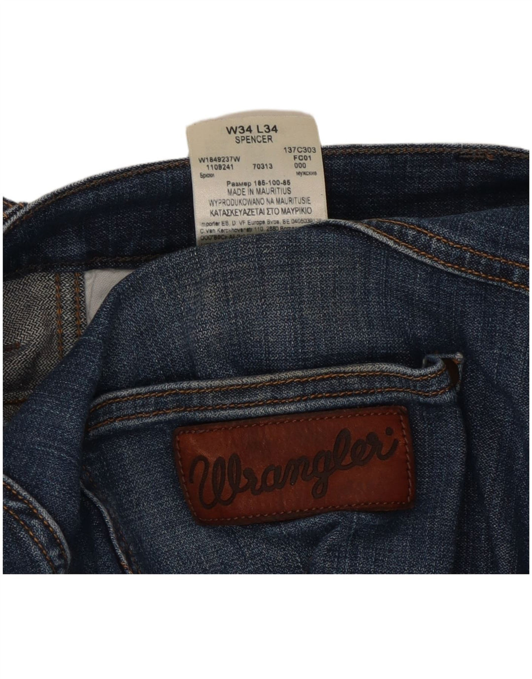 Wrangler Herren Spencer Straight Jeans W34 L29 Blaue Baumwolle