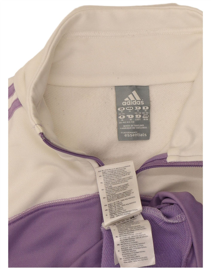 ADIDAS Damen-Trainingsanzug-Top-Jacke UK 12/14 Mittellila Farbblock