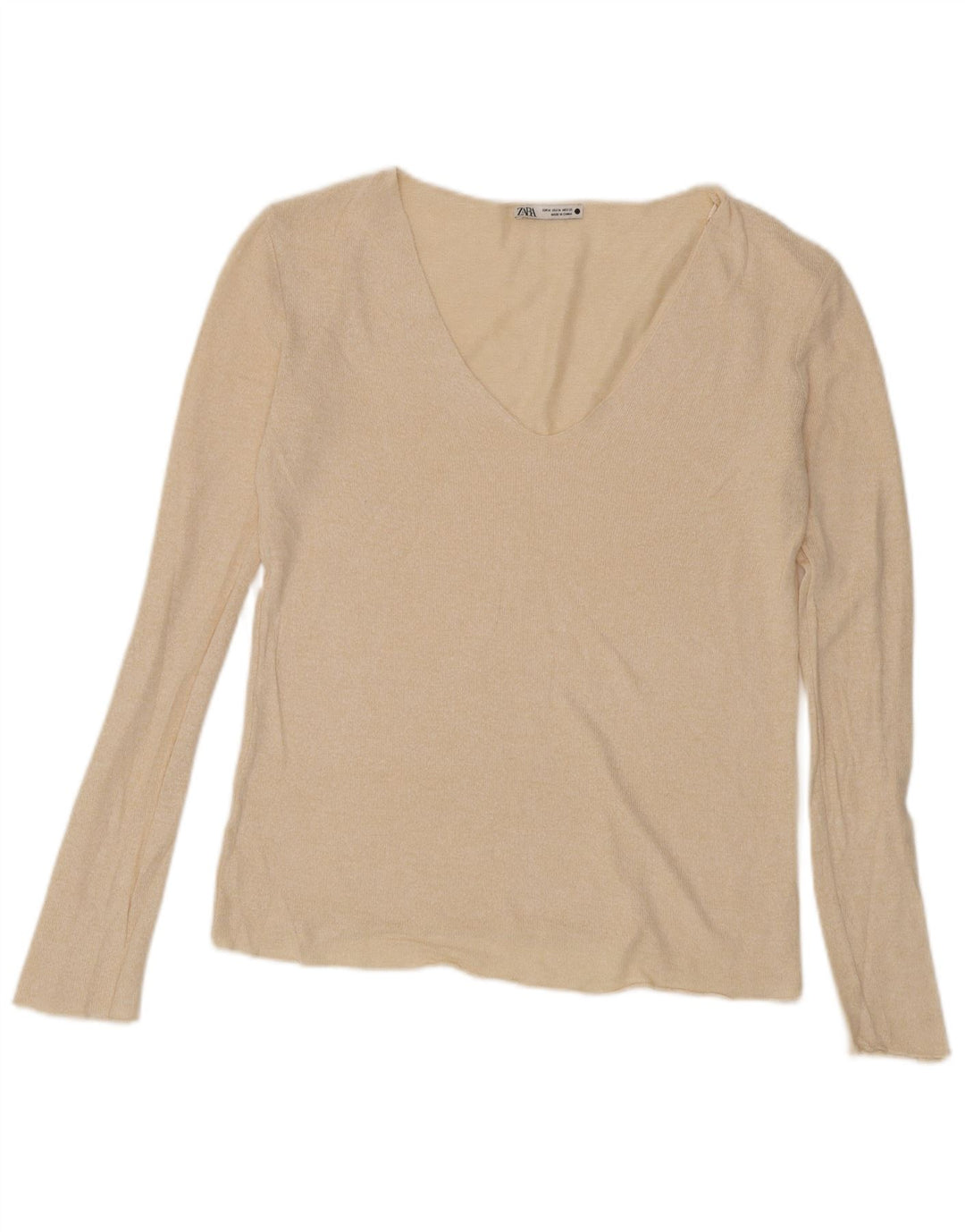 Zara Damen Top Langarm UK 14 Medium Beige