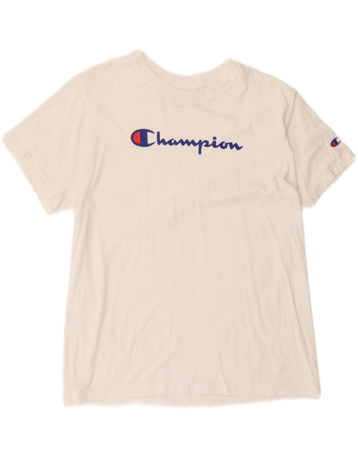 Champion Damen Grafik T-Shirt Top UK 16 Large Weiß