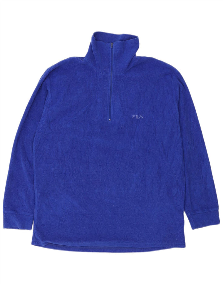 Fila Herren Fleecepullover mit Reißverschluss, IT 56 XL, Blau, Polyester
