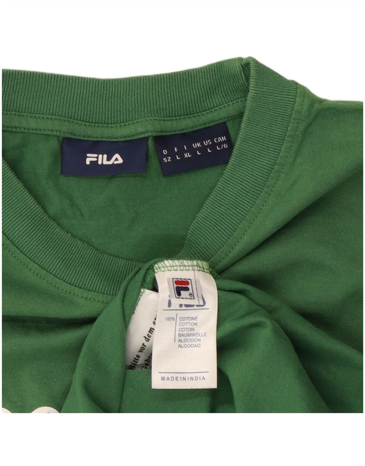 FILA Mens Graphic T-Shirt Top Large Green Cotton