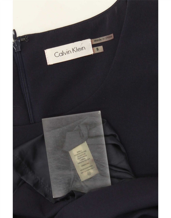 Calvin Klein Damen Ärmelloses Etuikleid US 8 Medium Marineblau Polyester