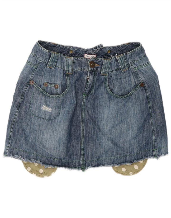 Max&Co. Damen Mini-Jeansrock UK 16 Large W32 Blaue Baumwolle