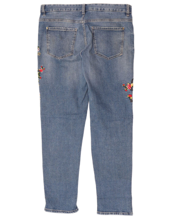 Marks & Spencer Damen Slim Jeans UK 12 Medium W32 L28 Blau geblümt