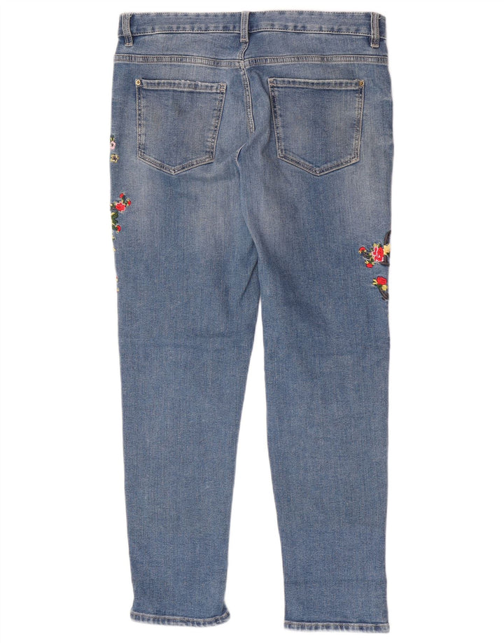Marks & Spencer Damen Slim Jeans UK 12 Medium W32 L28 Blau geblümt