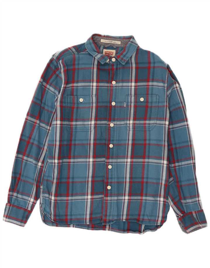 Levi's Herren-Flanellhemd mit Standard-Passform, klein, blau kariert