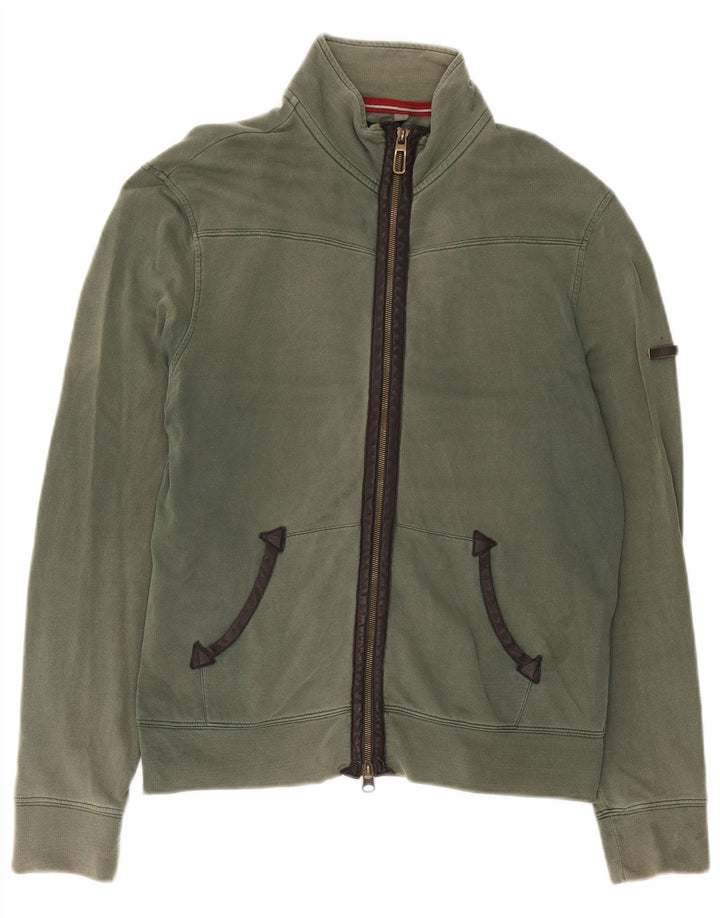 Armani Jeans Herren-Trainingsanzug-Top-Jacke aus mittelgrüner Baumwolle