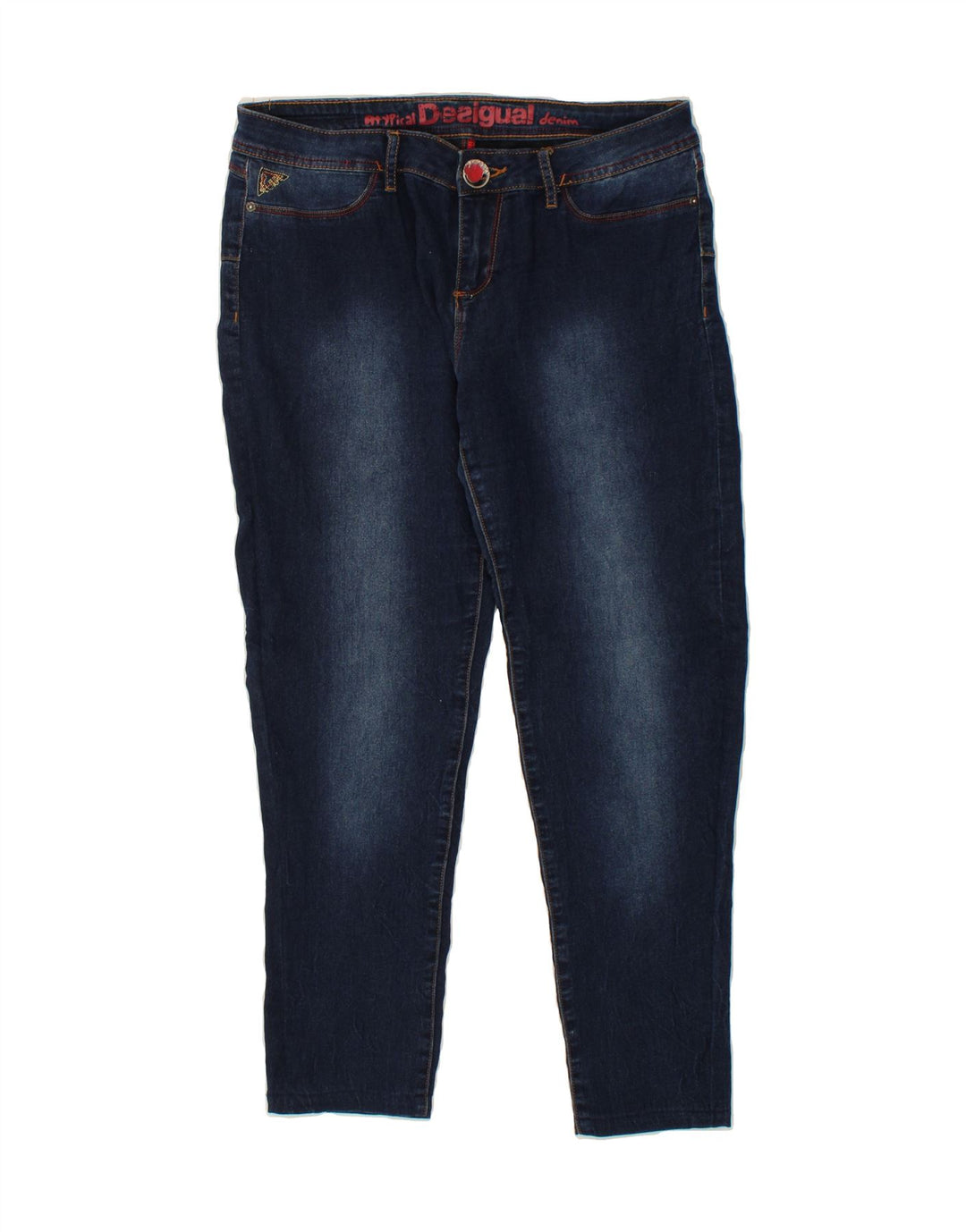 DESIGUAL Womens Skinny Jeans W32 L27 Navy Blue Polyester Vintage Desigual and Second-Hand Desigual from Messina Hembry 