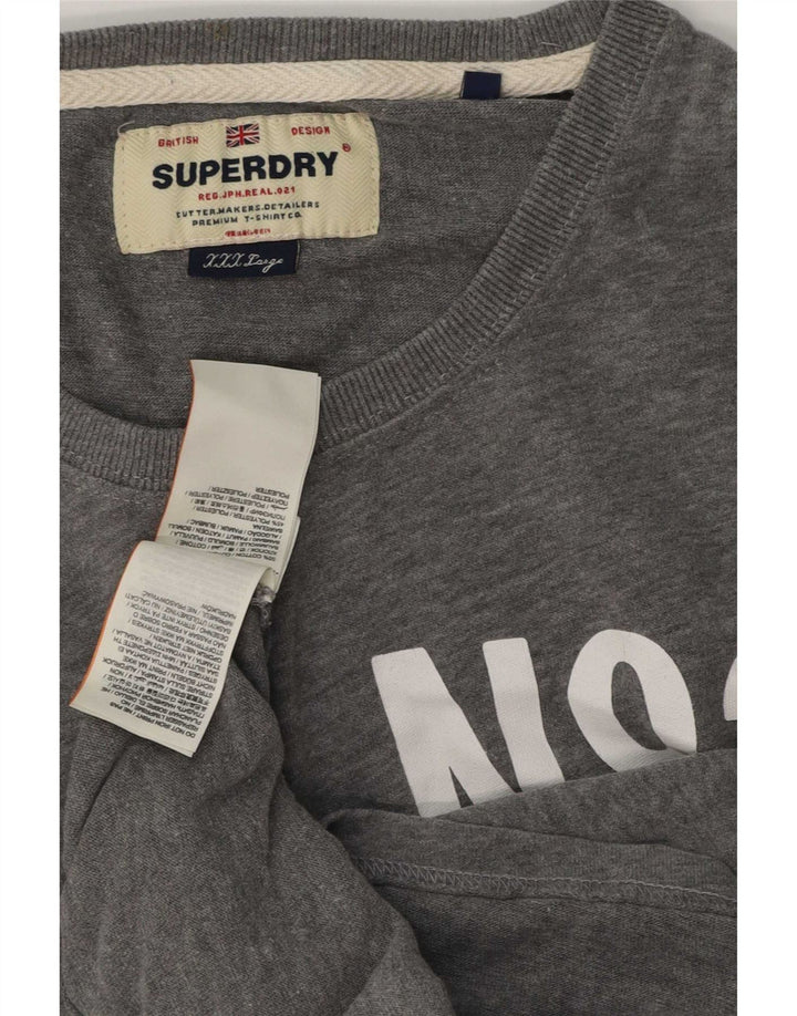 Superdry Herren Graphic Top Langarm 3XL Grau Baumwolle