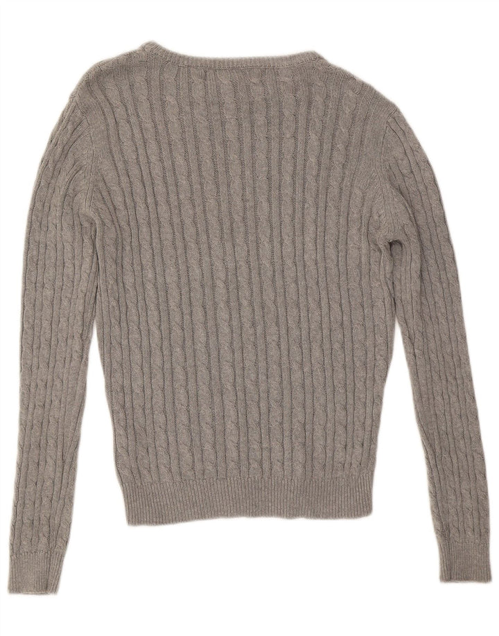 KANGOL Womens Crew Neck Jumper Sweater UK 14 Large  Grey Cotton