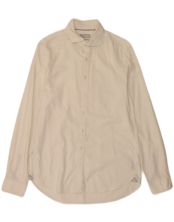 Michael Kors Herren Slim Fit Hemd Größe 39 15 Mittelweiße Baumwolle