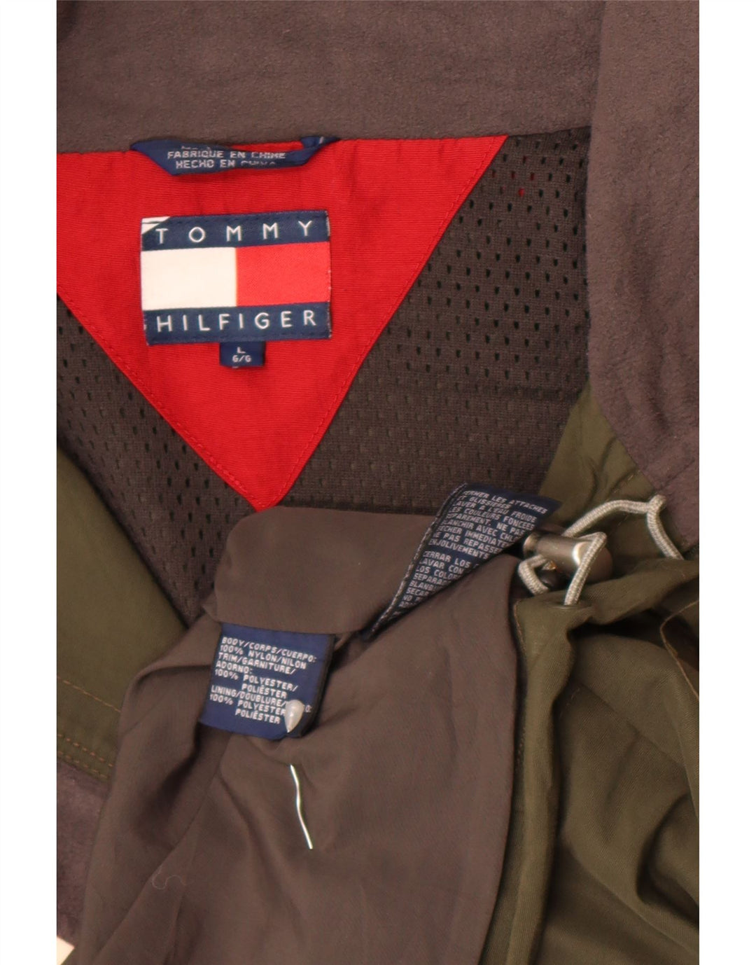 Tommy Hilfiger Herren Utility-Jacke UK 40 Large Khaki Colourblock Polyester