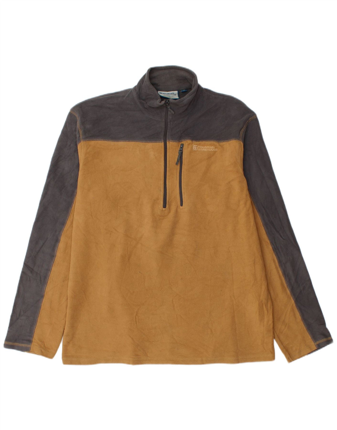 Mountain Warehouse Herren-Fleecepullover mit Reißverschluss am Kragen, Größe L, Orange, Farbblock