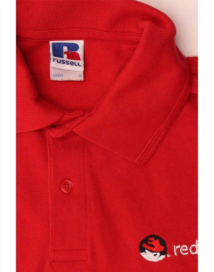 Russell Athletic Herren-Poloshirt mit Grafik, mittelrote Baumwolle