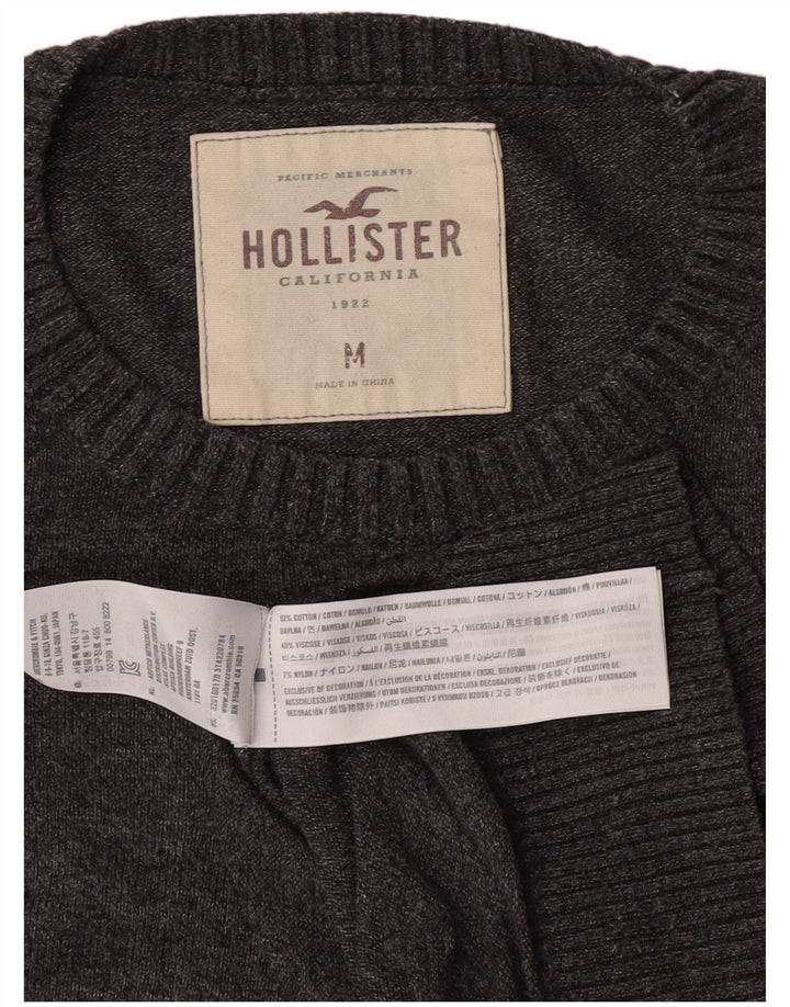 Hollister Herren-Pullover mit Rundhalsausschnitt, mittelgraue Baumwolle